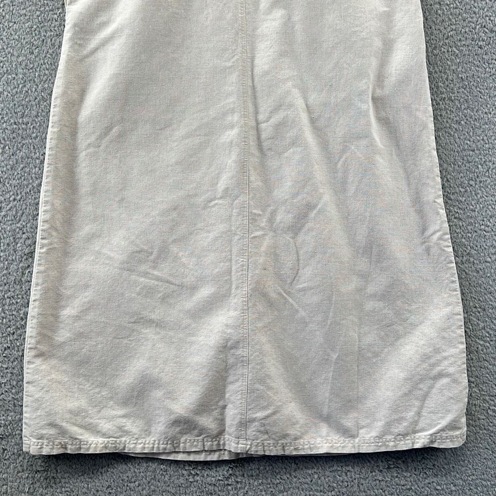 Vintage 90s Linen Blend Pinafore Jumper Maxi Dress Sleeveless Overall Indie - Picture 11 of 14
